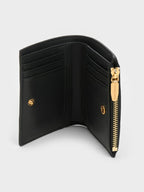 Charles and Keith Apolline Textured Top-Zip Wallet - black
