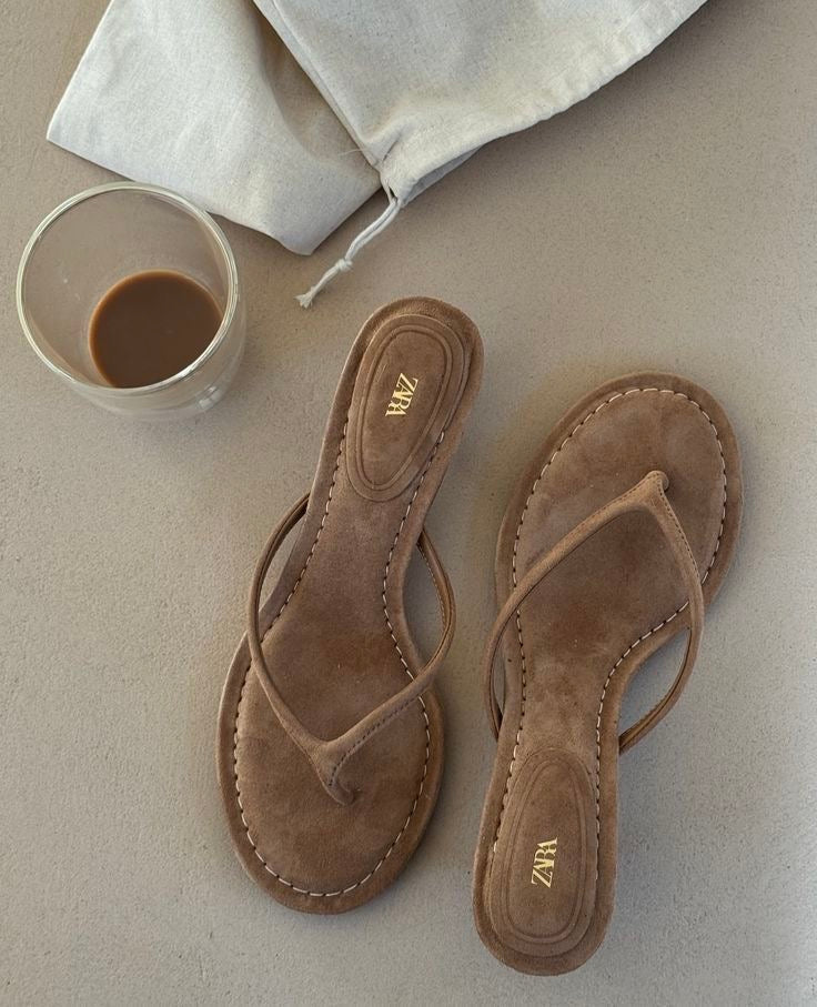 ZARA SUEDE-EFFECT HEELED SANDALS