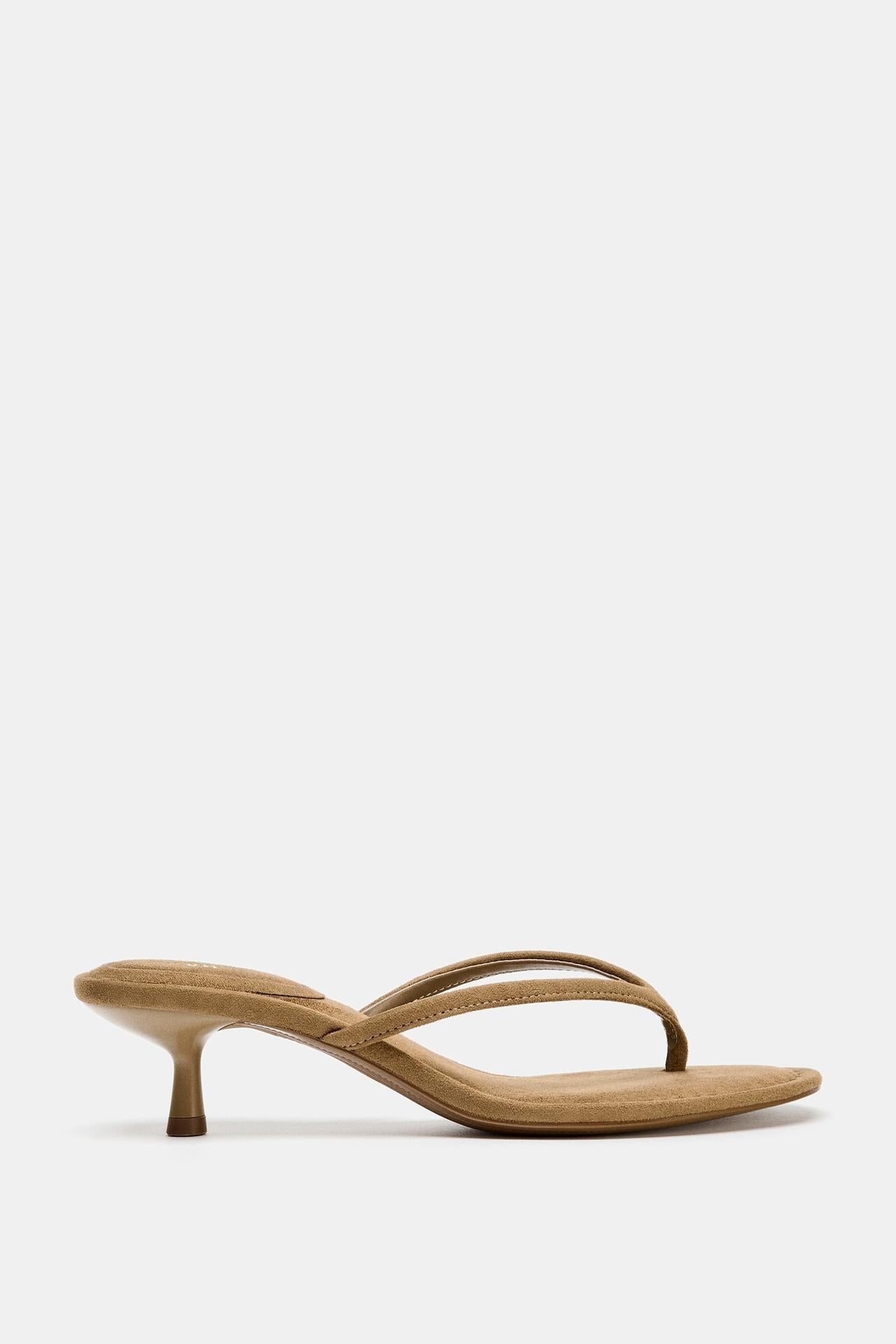 ZARA SUEDE-EFFECT HEELED SANDALS