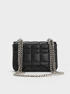 C & K Patent Square-Quilted Chain-Handle Bag - Noir