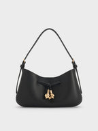 CHARLES & KEITH Mila Metallic Knot Shoulder Bag - Black
