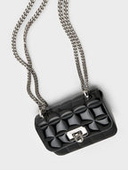 C & K Patent Square-Quilted Chain-Handle Bag - Noir