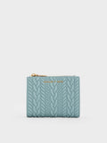 Charles and Keith Apolline Textured Top-Zip Wallet - Slate Blue