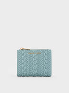 Charles and Keith Apolline Textured Top-Zip Wallet - Slate Blue