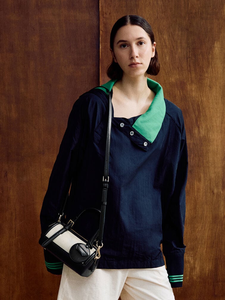 Charles & Keith Enola Canvas Bowling Bag