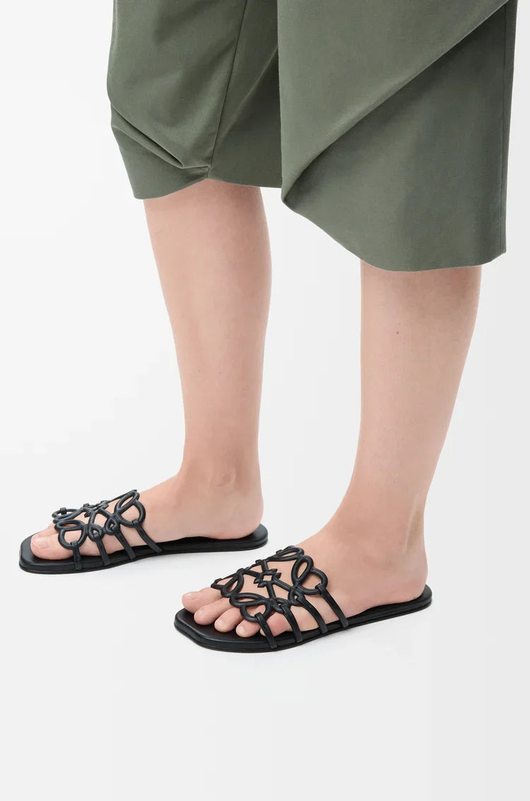 LOEWE
Black Leather Petal Anagram Slides