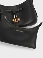 Mila Metallic-Knot Shoulder Bag - Black