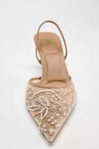ZARA EMBROIDERED MESH SLINGBACK SHOES