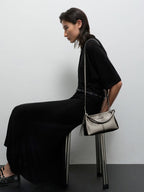 Noane Metallic Top Handle Bag - Pewter