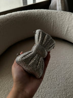 Rhinestone Bow Silver