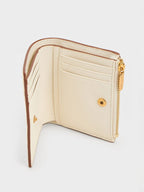 Charles and Keith Apolline Textured Top-Zip Wallet - cream