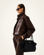 JW PEI Hana Medium Faux Suede Tote Bag - BLack
