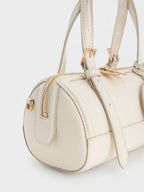 Charles & Keith Enola Canvas Bowling Bag - white