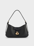 Mila Metallic-Knot Shoulder Bag - Black