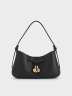 Mila Metallic-Knot Shoulder Bag - Black