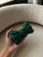 Rhinestone Bow Emerald