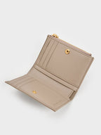 Charles and Keith Apolline Textured Top-Zip Wallet - taupe