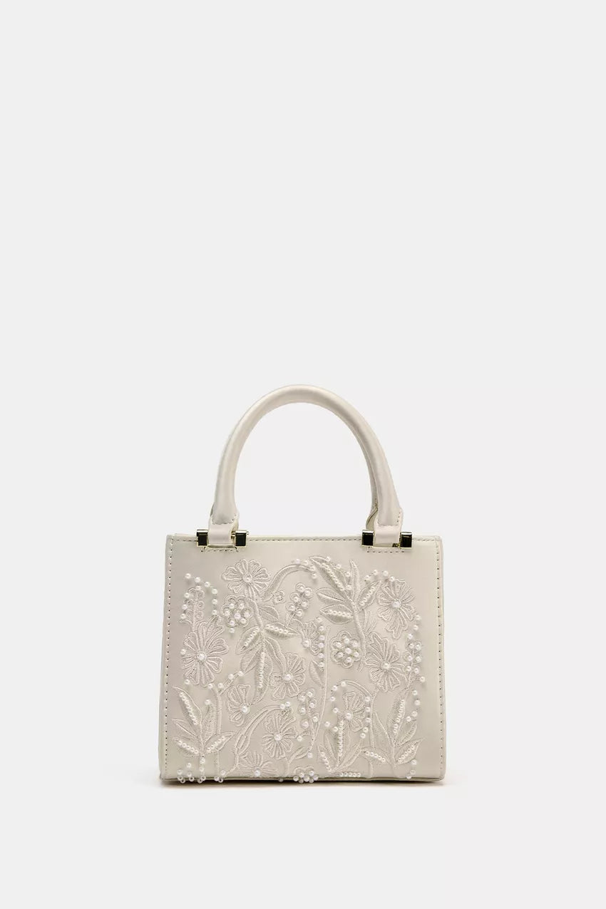 ZARA SATIN-EFFECT PEARL HANDBAG