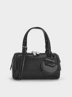 Charles & Keith Enola Canvas Bowling Bag - black