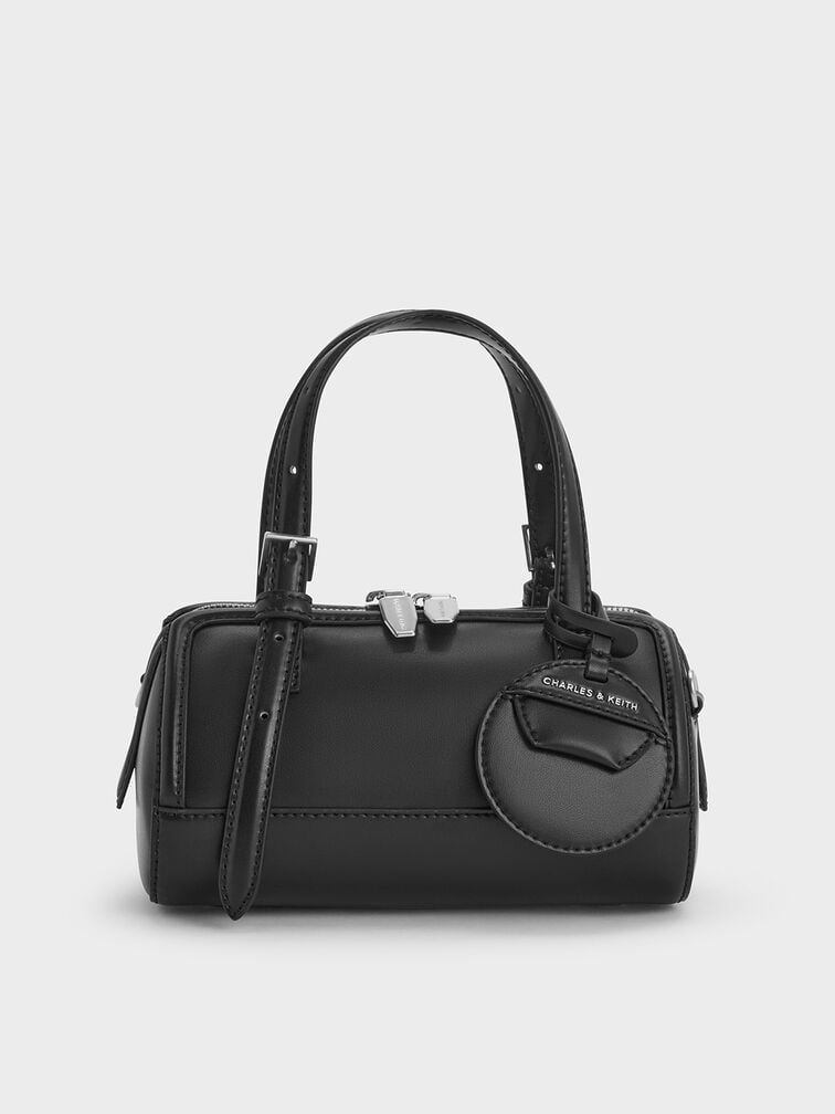 Charles & Keith Enola Canvas Bowling Bag - black
