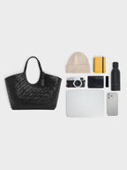 CHARLES & KEITH 
Ivette Woven Tote Bag - Noir