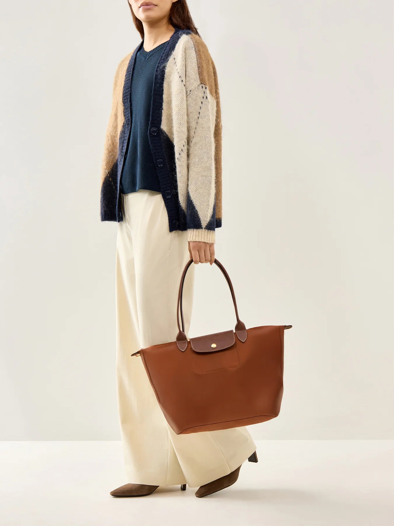 Longchamp Tote Medium -  Brown (WITH BRAND LOGO)