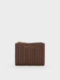 Charles and Keith Apolline Textured Top-Zip Wallet - brown