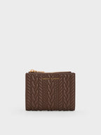 Charles and Keith Apolline Textured Top-Zip Wallet - brown
