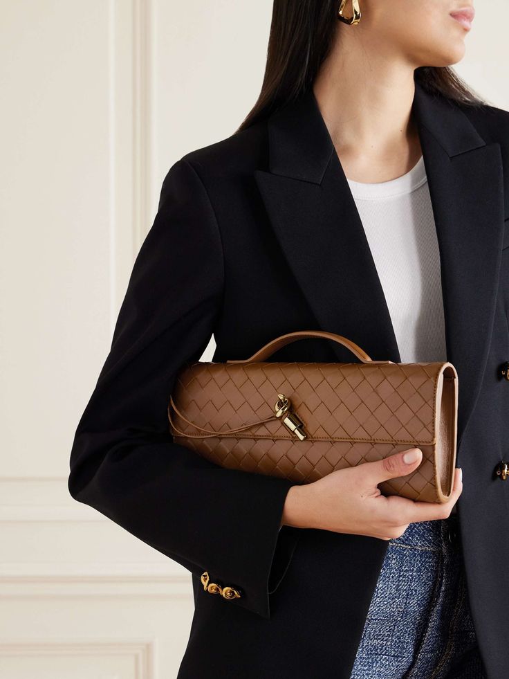 Bottega Veneta Inspired Clutch Brown