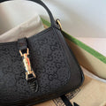 Gucci Black Leather/Satin Crystal GG Jackie 1961 Mini Bag