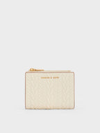 Charles and Keith Apolline Textured Top-Zip Wallet - cream