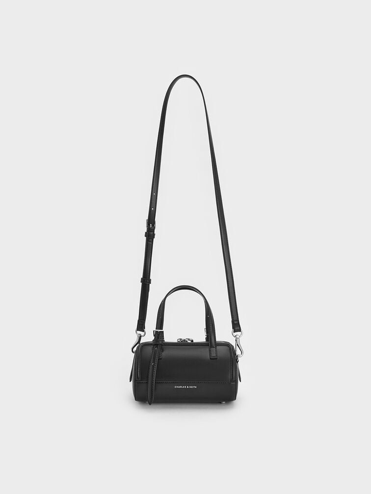 Charles & Keith Enola Canvas Bowling Bag - black