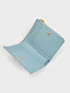 Charles and Keith Apolline Textured Top-Zip Wallet - Slate Blue