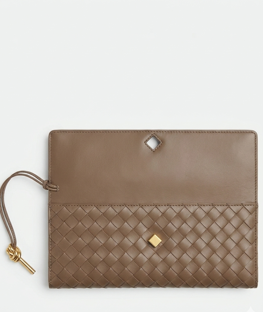 Bottega Veneta Inspired Clutch Brown