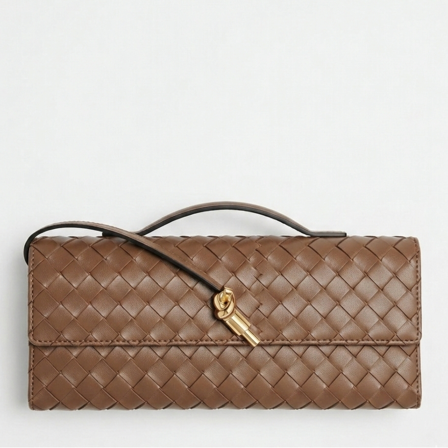 Bottega Veneta Inspired Clutch Brown