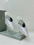 ZARA - Diamante Mules Shoes Heels Silver
