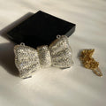 Swarovski mini Rhinestone bow-shaped clutch Silver