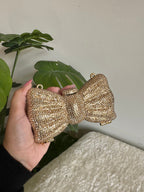 Swarovski mini Rhinestone bow-shaped clutch Gold