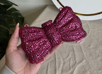 Swarovski mini Rhinestone bow-shaped clutch Pink
