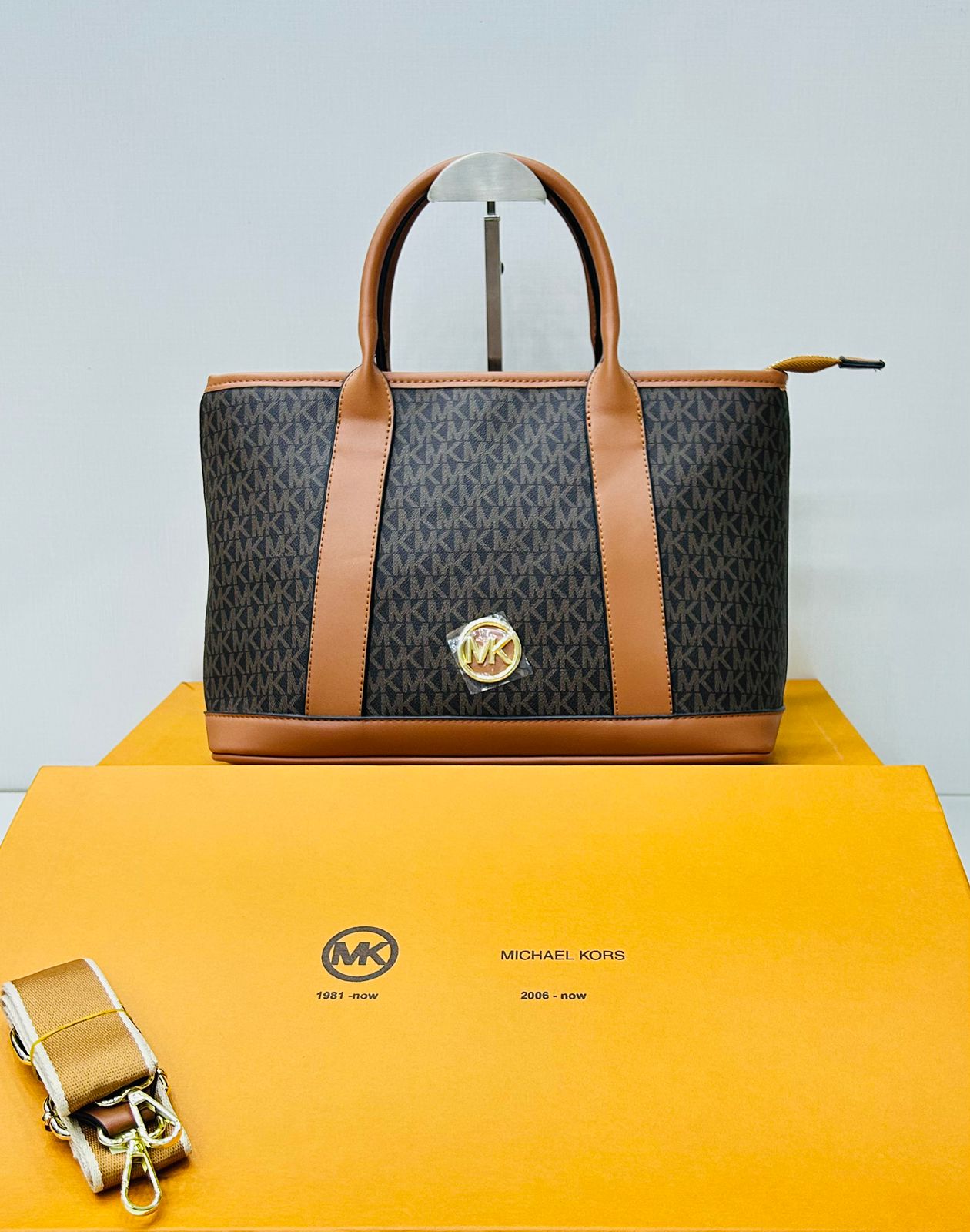 Michael Kors Luisa Medium Signature Logo Satchel in brown