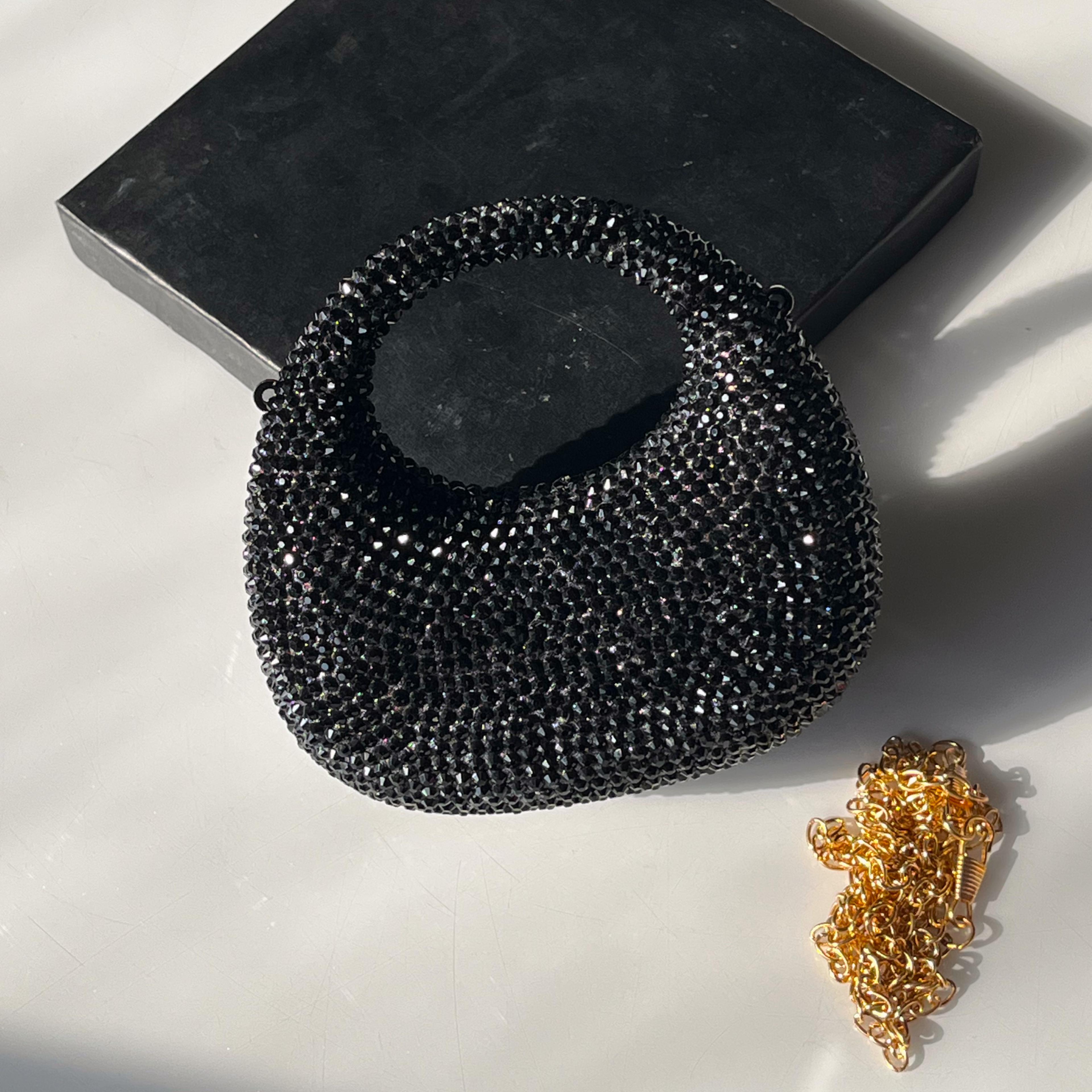 Swarovski Mini Rhinestone Clutch Black