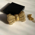 Swarovski mini Rhinestone bow-shaped clutch Gold