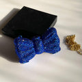 Swarovski mini Rhinestone bow-shaped clutch Blue