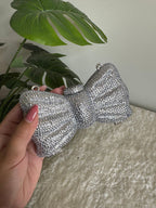 Swarovski mini Rhinestone bow-shaped clutch Silver