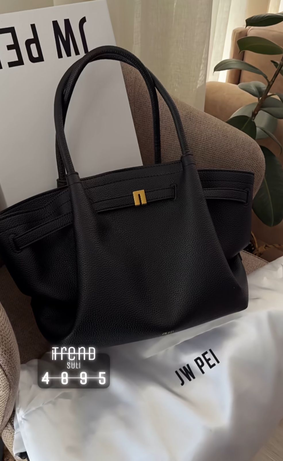 JW PEI Hana Faux Suede Tote Bag in Black