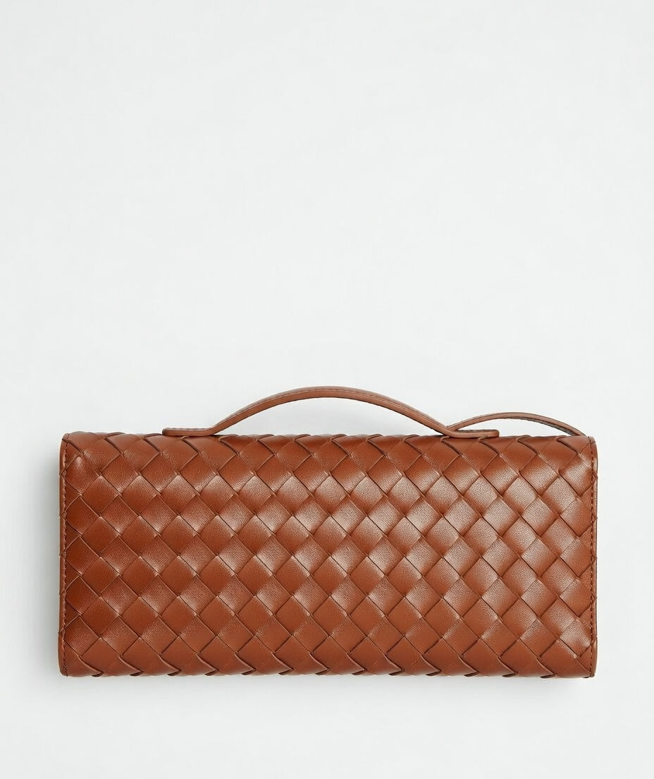 Bottega Veneta Inspired Clutch Caramel