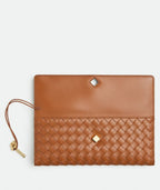 Bottega Veneta Inspired Clutch Caramel