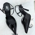 Zara black patent leather high-heeled shoe