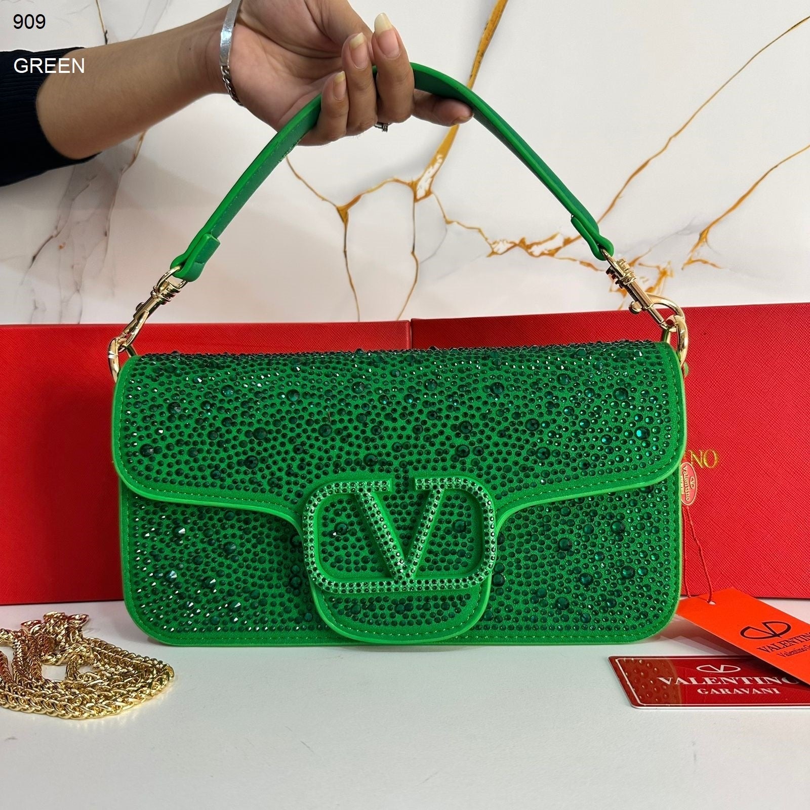 Valentino Garavani Locò Small Shoulder Bag Green