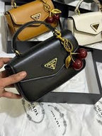 Prada Triangle Flap Leather Shoulder Bag Black